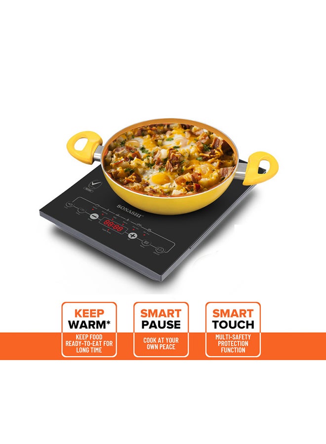 Infrared Ceramic Cooker With Display Power | 4 Digit LED Display With Touch Sensor Control And 12 Level Power Settings | Portable And Compact Infrared Cooker 2200 W SIS-015N Black