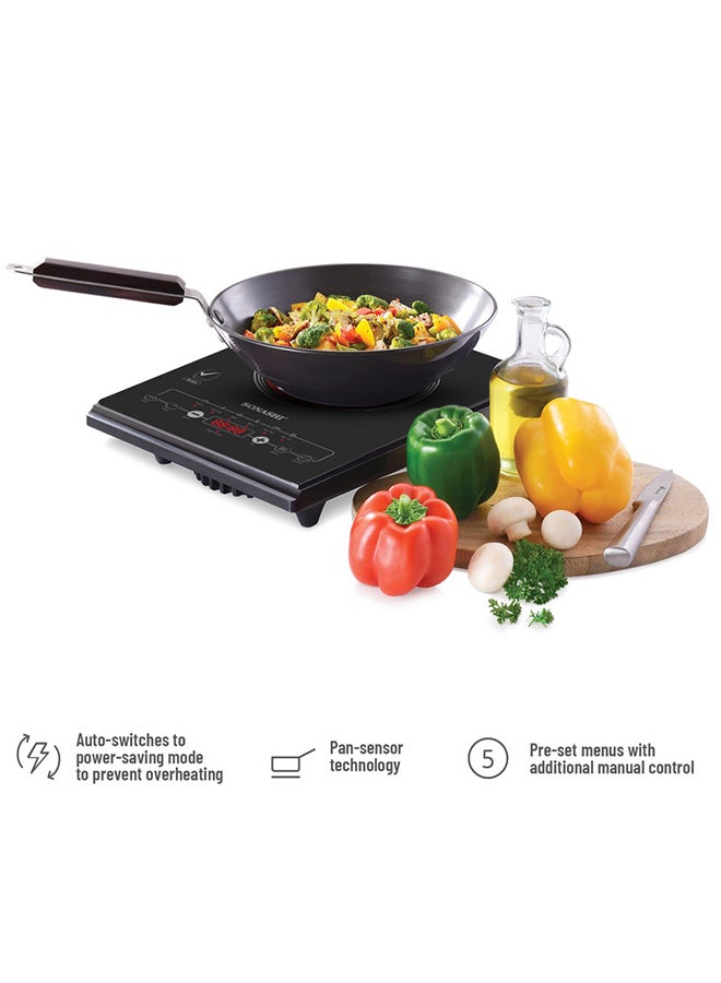 Infrared Ceramic Cooker With Display Power | 4 Digit LED Display With Touch Sensor Control And 12 Level Power Settings | Portable And Compact Infrared Cooker 2200 W SIS-015N Black