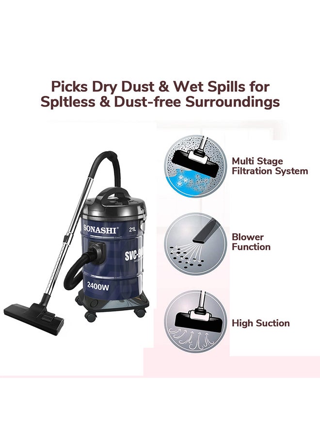 مكنسة كهربائية برميل بسعة 21 لتراً 2400 W SVC-9008DN أسود/ أزرق