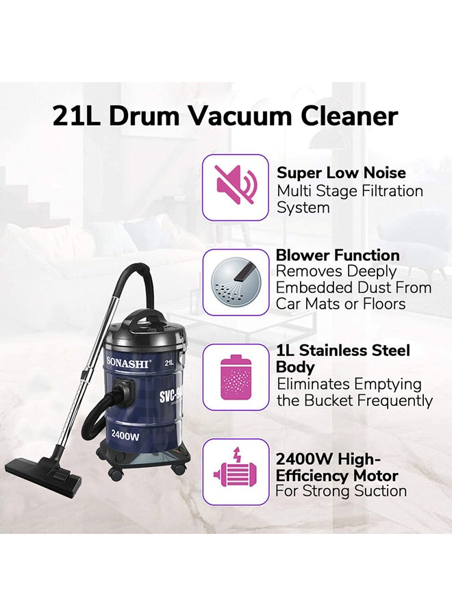مكنسة كهربائية برميل بسعة 21 لتراً 2400 W SVC-9008DN أسود/ أزرق