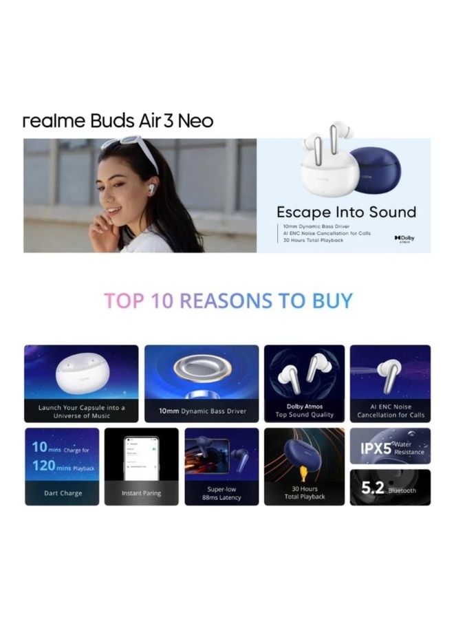 realme Buds Air 3 Neo True Wireless Stereo TWS Earphones Starry Blue  - Image 5