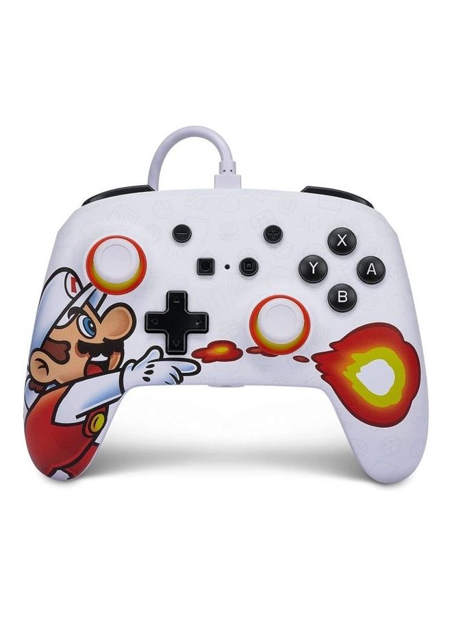 PowerA PowerA Enhanced Wired Gaming Controller for Nintendo Switch or Nintendo OLED, Super Mario Bros, Fireball Mario, White/Red - Image 1