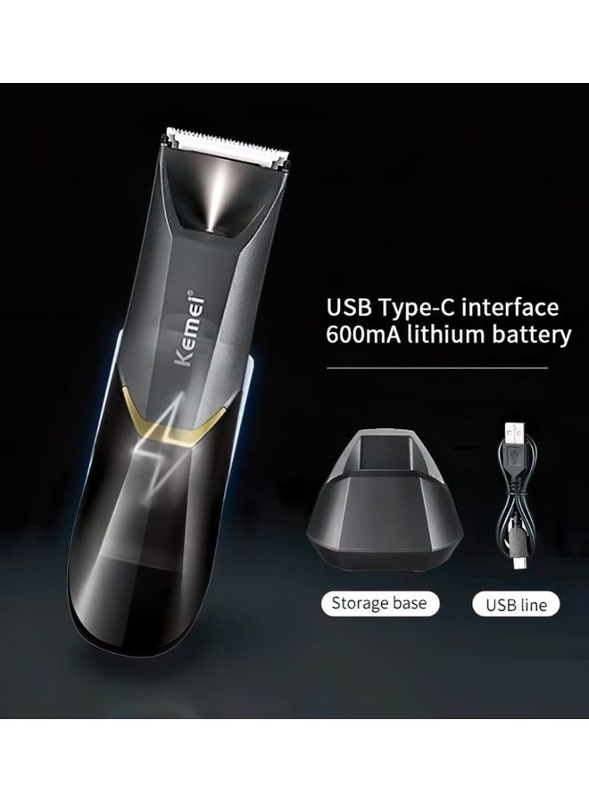 Kemei - Professional Body Hair Trimmer KM-3208 Black/Yellow - Image 1