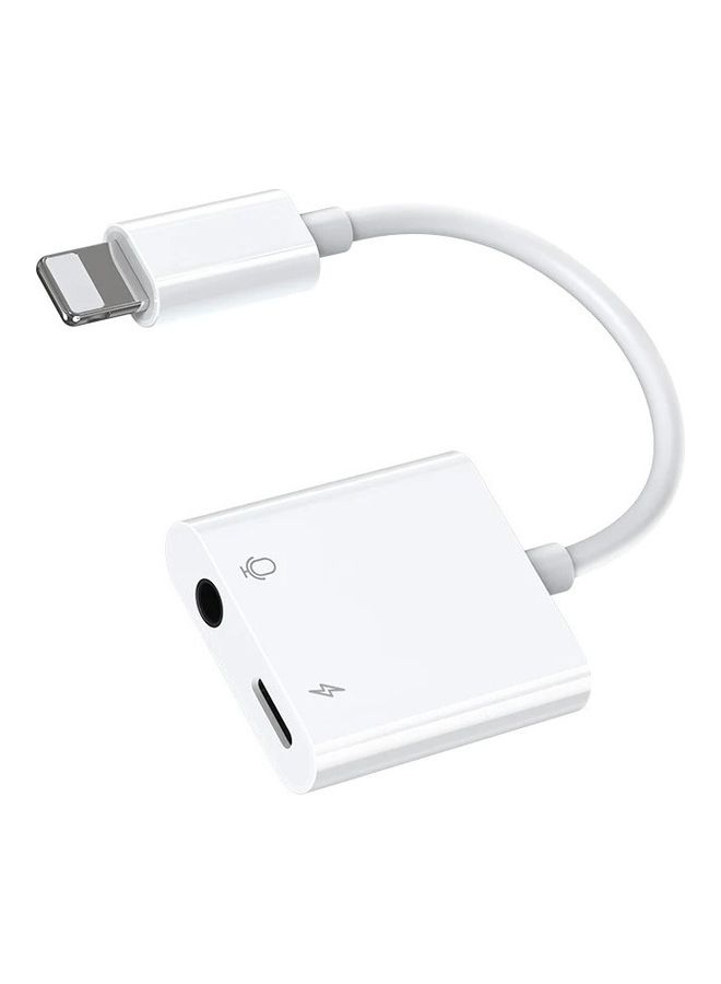 JOYROOM - 2 In 1 3.5mm Lightning To Audio Headphone And Jack Adapter Splitter For Apple iPhone White - Image 1