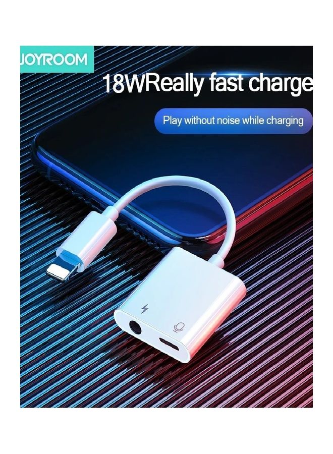 JOYROOM - 2 In 1 3.5mm Lightning To Audio Headphone And Jack Adapter Splitter For Apple iPhone White - Image 1