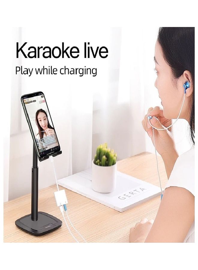 JOYROOM - 2 In 1 3.5mm Lightning To Audio Headphone And Jack Adapter Splitter For Apple iPhone White - Image 1