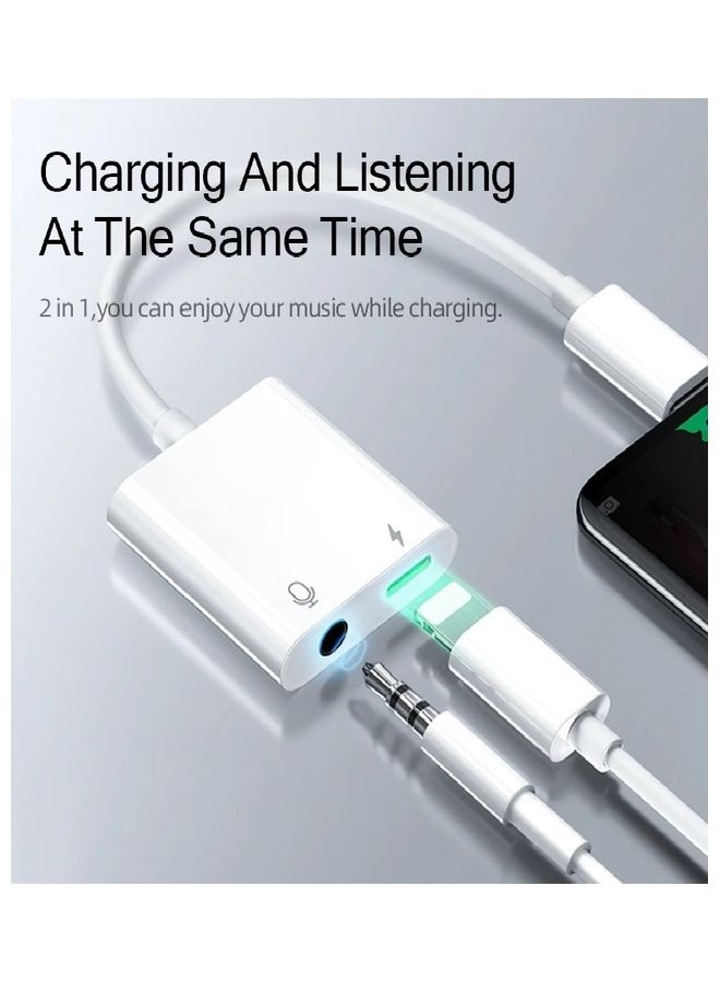 JOYROOM - 2 In 1 3.5mm Lightning To Audio Headphone And Jack Adapter Splitter For Apple iPhone White - Image 1