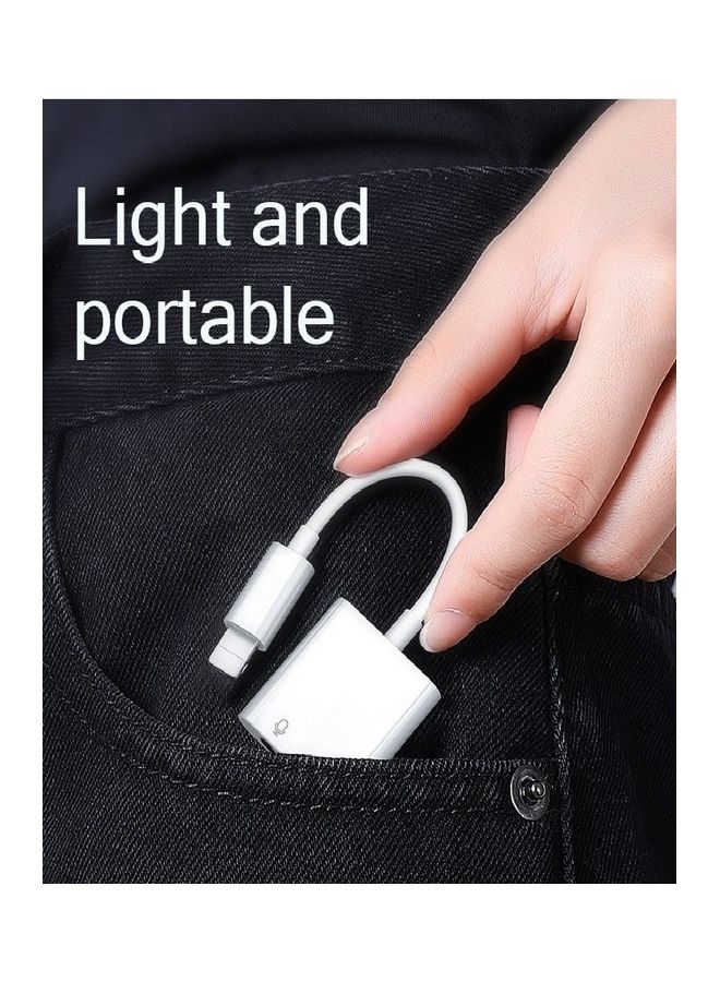 JOYROOM - 2 In 1 3.5mm Lightning To Audio Headphone And Jack Adapter Splitter For Apple iPhone White - Image 1