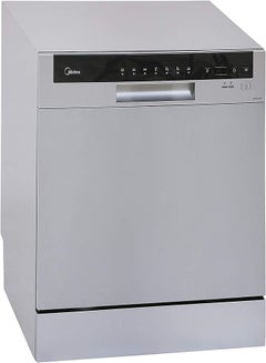 Midea Counter Top Dishwasher, Portable, 8 Place Settings, 7 Programs, Inverter Quattro, Silent And High Energy Efficient, Rapid Wash, Child Lock, Self Cleaning, 70 Intensive White WQP83802FS Silver  - Image 3