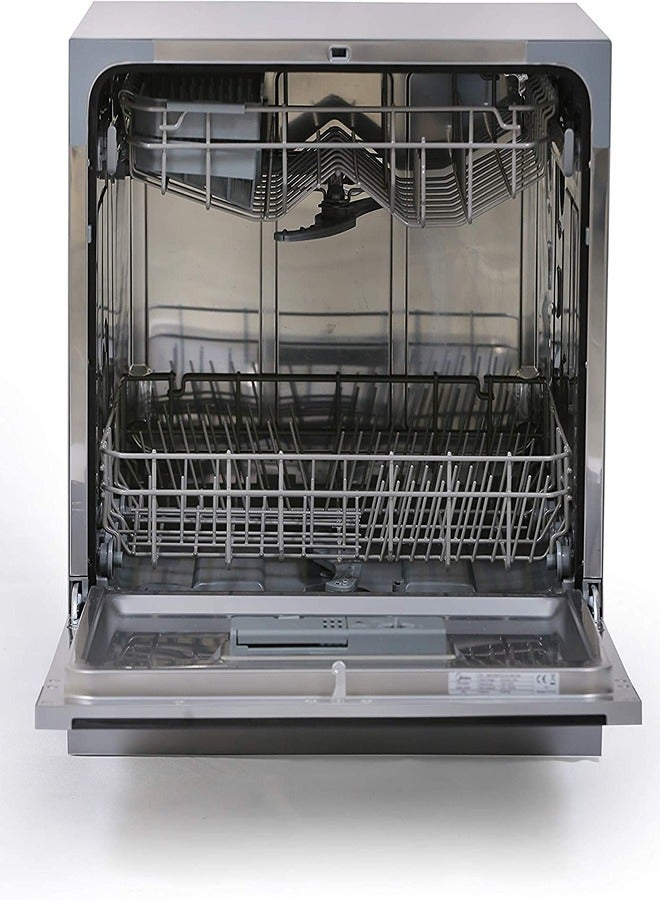 Midea - Counter Top Dishwasher, Portable, 8 Place Settings, 7 Programs, Inverter Quattro, Silent And High Energy Efficient, Rapid Wash, Child Lock, Self Cleaning, 70 Intensive White WQP83802FS Silver - Image 1