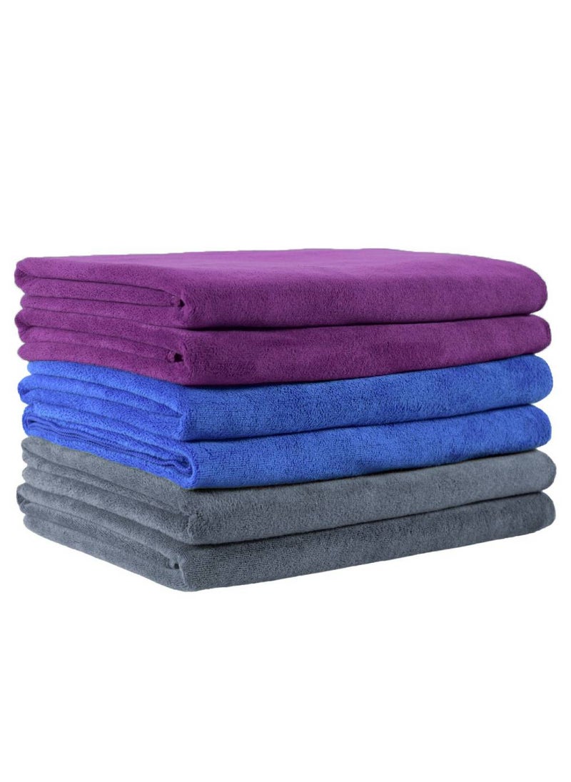 ENJOYhouse 6-Piece Soft Microfiber Bath Towel Set Purple/Blue/Grey 70x140centigram  - Image 1