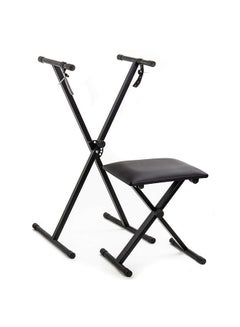 Single X Keyboard Stand With Piano Bench