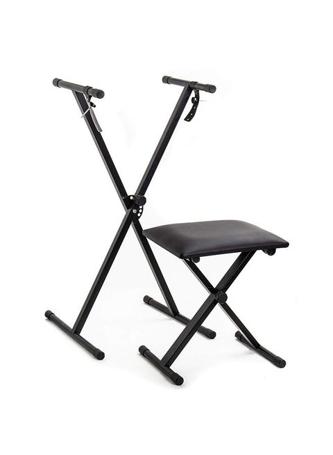 Single X Keyboard Stand With Piano Bench