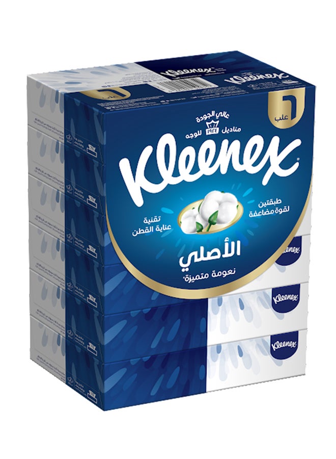كلينيكس مناديل الوجه الأصلية 152 منديل 3 طبقات، عبوة من 6 قطع باللون الأبيض أبيض  - Image 1
