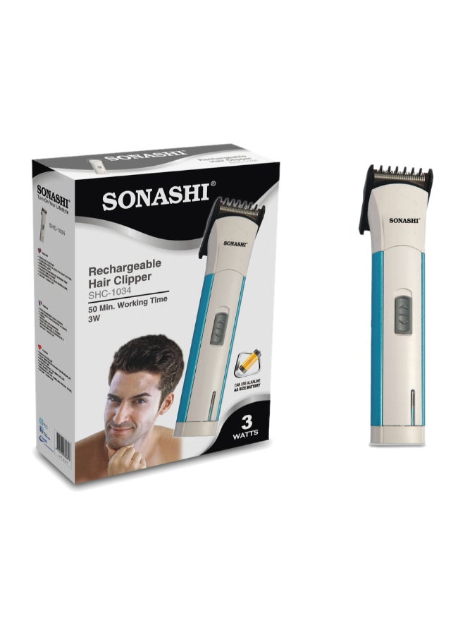 SONASHI - Rechargeable Hair Clipper With Stainless Steel Blade / USB Charging High Speed Motor And Cordless Functionality TravelFriendly Hair Clipper  SHC-1034 Blue/White - Image 1