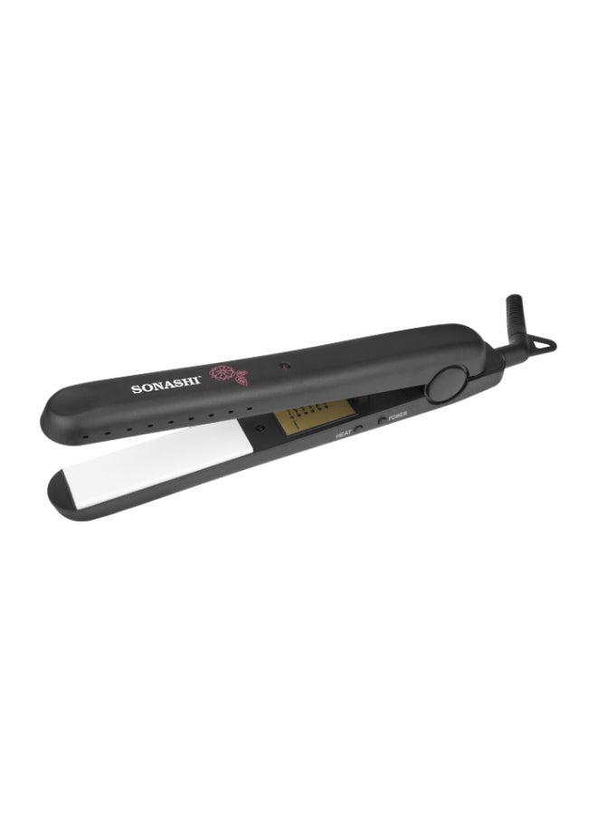 SONASHI Hair Straightener With White Ceramic Plates Easy Temperature Control With Fast Straightening Indicator Light On And Off Switch 360 Degree Swivel Cord  SHS-2017 Black  - Image 1