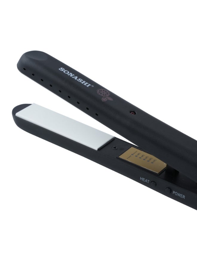 SONASHI - Hair Straightener With White Ceramic Plates Easy Temperature Control With Fast Straightening Indicator Light On And Off Switch 360 Degree Swivel Cord  SHS-2017 Black - Image 1