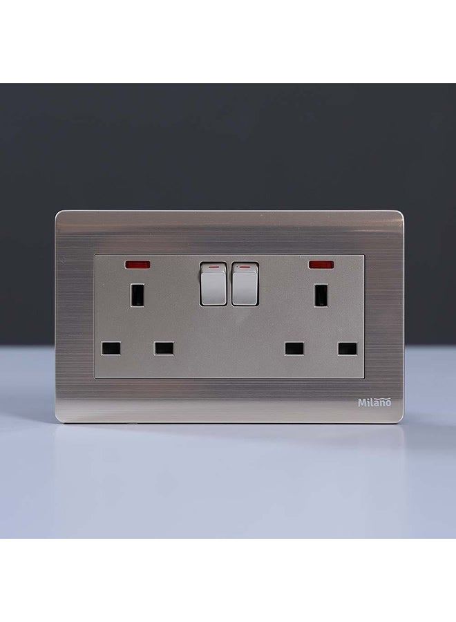 DANUBE HOME - 13A 2 Gang Socket With Neon Gd Gold/Beige - Image 1