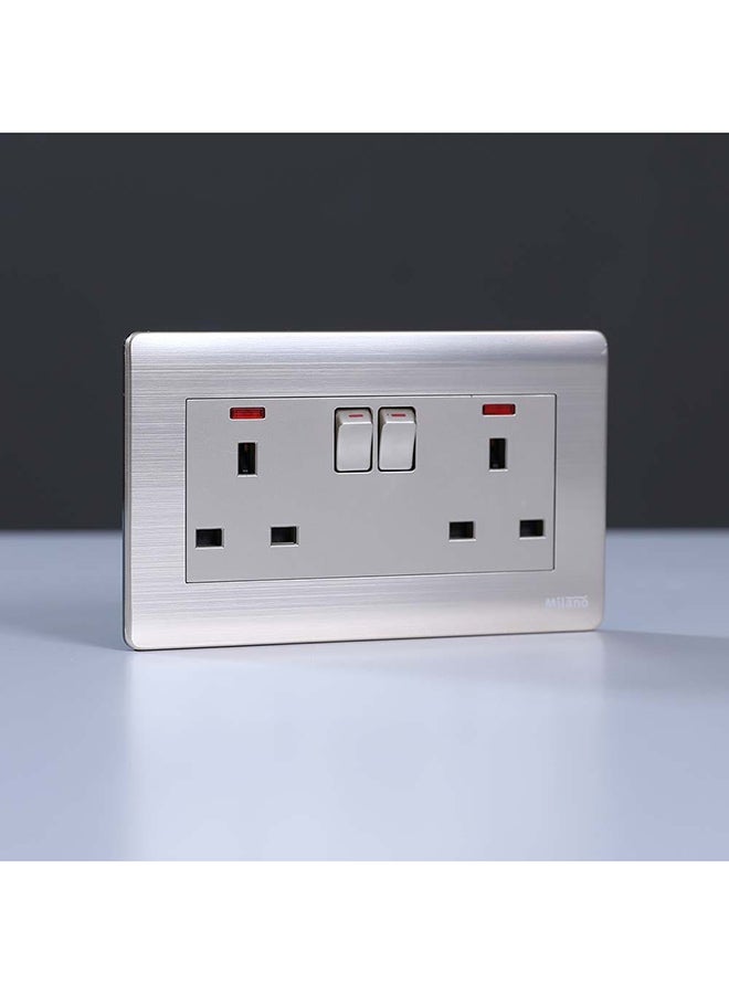 DANUBE HOME - 13A 2 Gang Socket With Neon Gd Gold/Beige - Image 1
