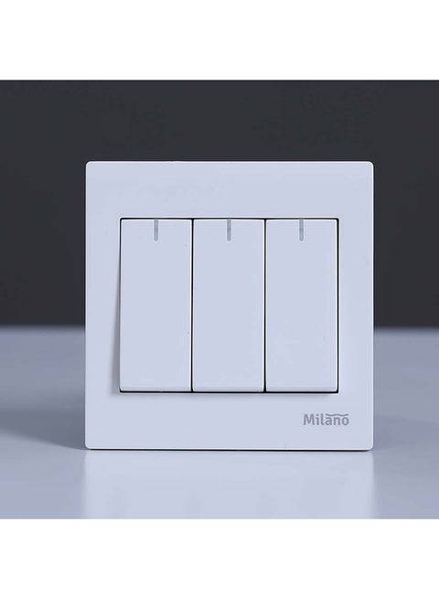 Milano 16A 3 Gang 1 Way Switch White
