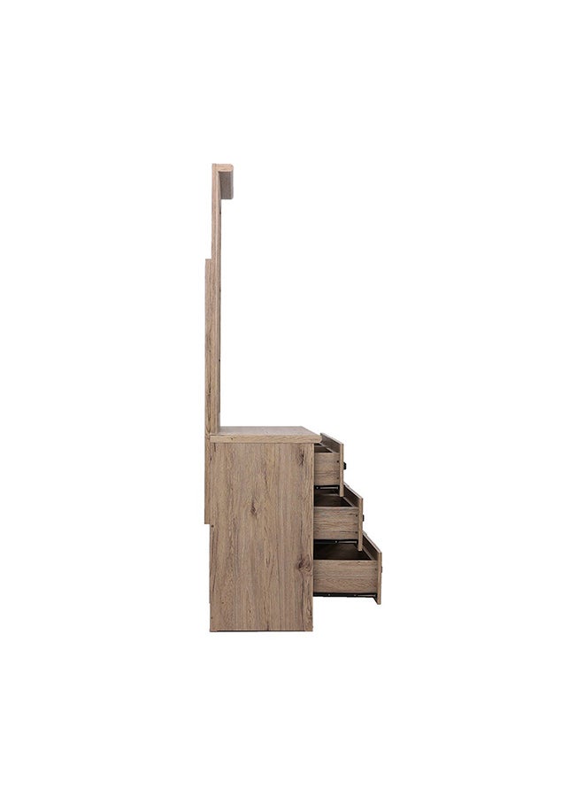 DANUBE HOME Raymond Dresser With Mirror 6-Drawer Vanity Table Modern Design Makeup Desk With Storage For Bedroom Summer Oak 120x42.5x184cm  - Image 5