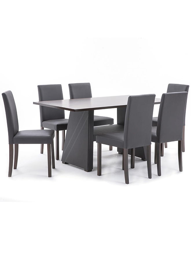 DANUBE HOME Parson 7 Pieces Rectangular Dining Set Modern Design 6 Seater Comfortable Chairs And 1 Adjustable Table Cappuccino 150x90x75.5cm - Image 1