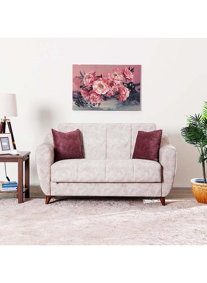 King 2 Seat Fabric Sofa Plastic Legs Two Seater Living Room Furniture Beige 155x73x89cm