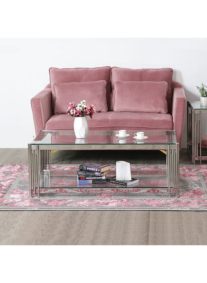 DANUBE HOME Naill Coffee Table 2-Tier Multifunctional Center Table Rectangular Modern Furniture For Living Room Stainless Steel Stainless Steel 120x60x42cm - Image 2