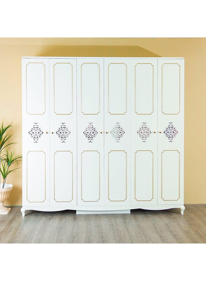 DANUBE HOME - Alena Wardrobe Cabinet Modern 6-Door Closet Clothes Storage Organizer For Bedroom White/Gold 240 X 60 X 235cm - Image 1