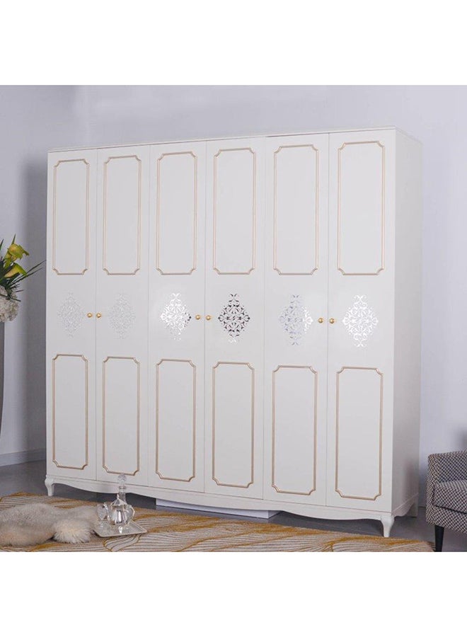 DANUBE HOME - Alena Wardrobe Cabinet Modern 6-Door Closet Clothes Storage Organizer For Bedroom White/Gold 240 X 60 X 235cm - Image 1