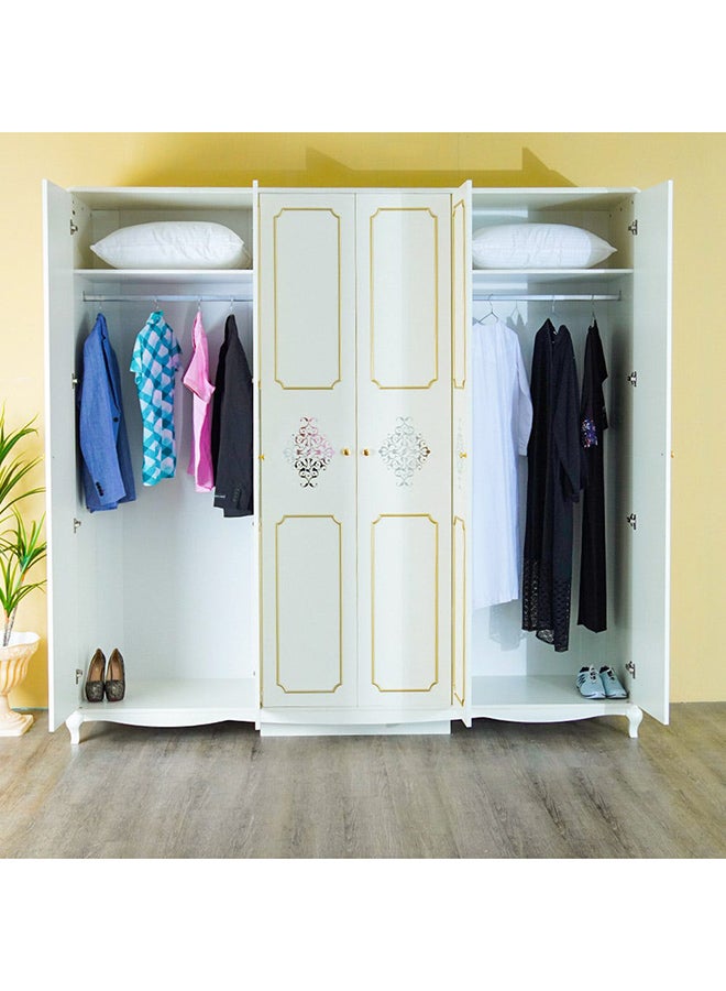 DANUBE HOME - Alena Wardrobe Cabinet Modern 6-Door Closet Clothes Storage Organizer For Bedroom White/Gold 240 X 60 X 235cm - Image 1
