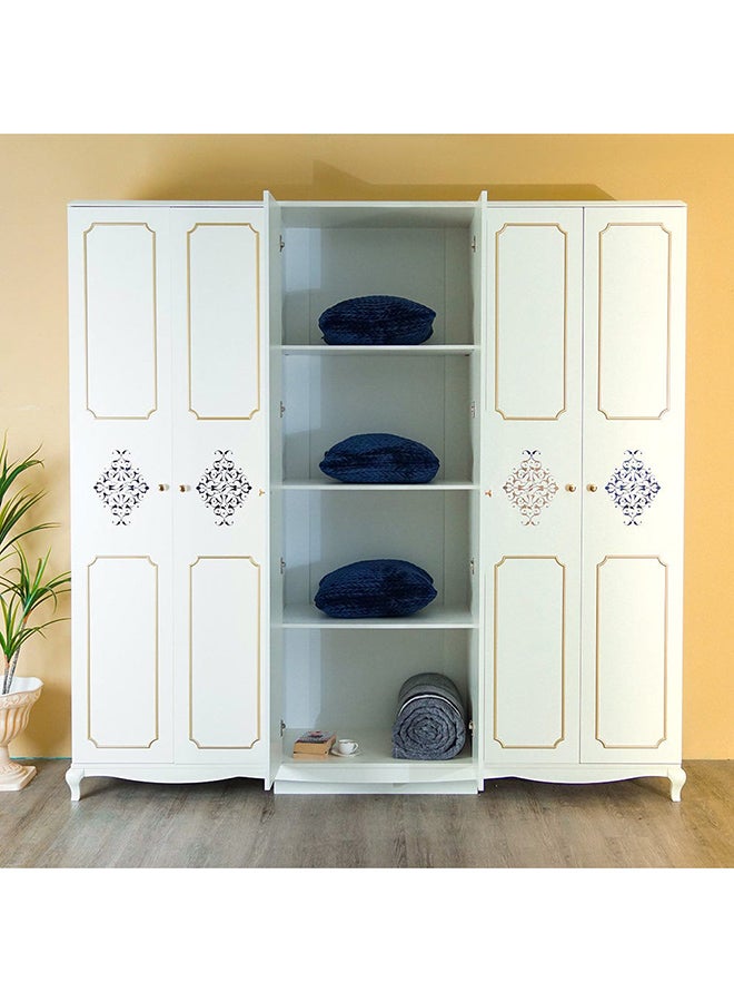 DANUBE HOME - Alena Wardrobe Cabinet Modern 6-Door Closet Clothes Storage Organizer For Bedroom White/Gold 240 X 60 X 235cm - Image 1