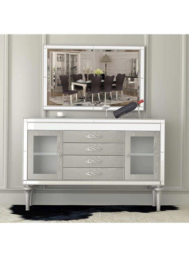 DANUBE HOME Frodo Console Table With Mirror Silver 163 X 46 X 107cm