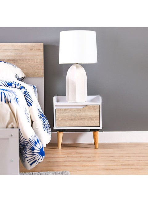 Aurora Night Stand White/Natural Oak 40x35x42cm