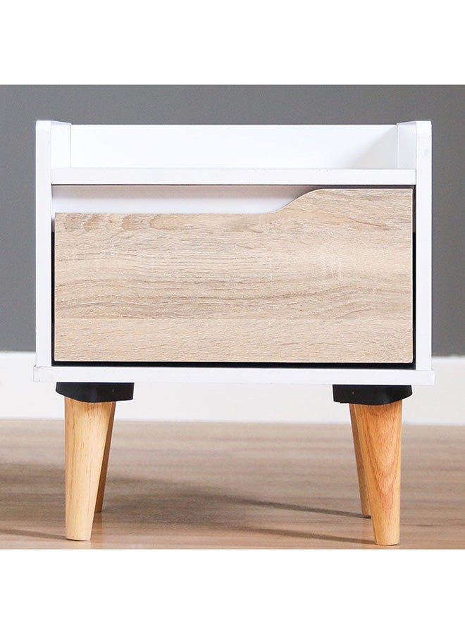 Aurora Night Stand White/Natural Oak 40x35x42cm