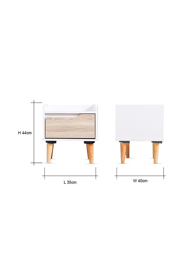 Aurora Night Stand White/Natural Oak 40x35x42cm