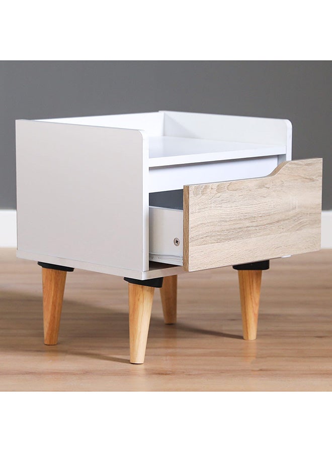 Aurora Night Stand White/Natural Oak 40x35x42cm