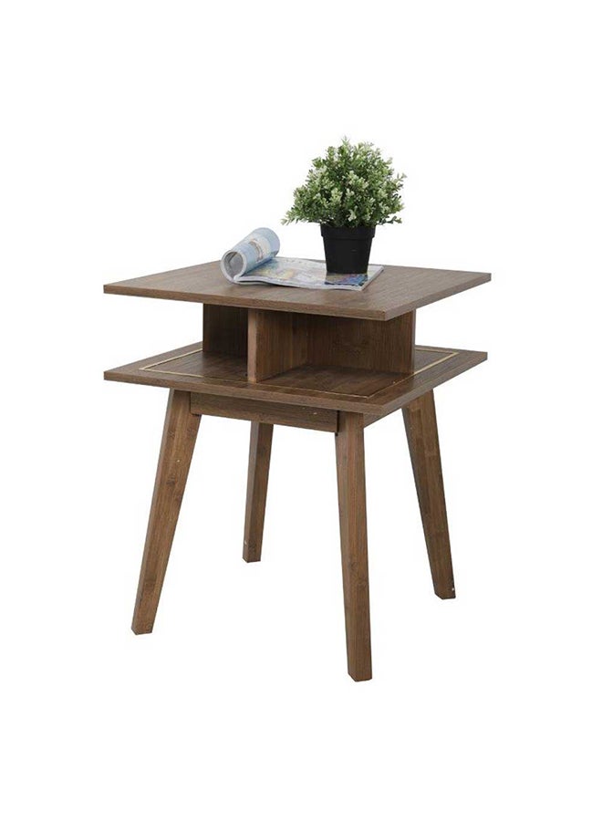 DANUBE HOME Hansel End Table 2-Tier Multifunctional Living Room Small Desk Space Saving Square Side Table For Modern Home Brown 50x50x60cm - Image 1