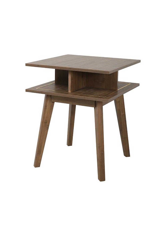 DANUBE HOME Hansel End Table 2-Tier Multifunctional Living Room Small Desk Space Saving Square Side Table For Modern Home Brown 50x50x60cm - Image 3