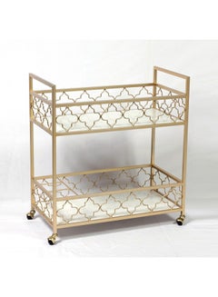 DANUBE HOME Esperanza 2-Tier Serving Trolley, Metal Gold/White 40x82.8x76cm  - Image 1
