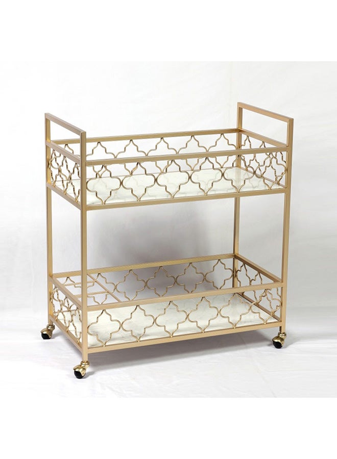 DANUBE HOME Esperanza 2-Tier Serving Trolley, Metal Gold/White 40x82.8x76cm  - Image 1