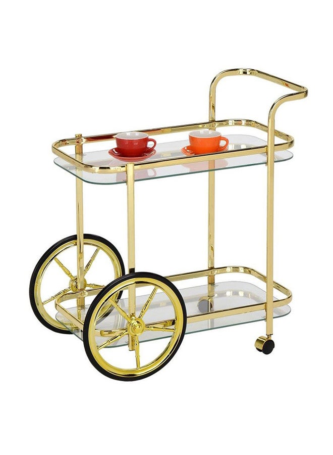 DANUBE HOME 2-Tier Raven Serving Trolley Gold/Black/Clear  - Image 1