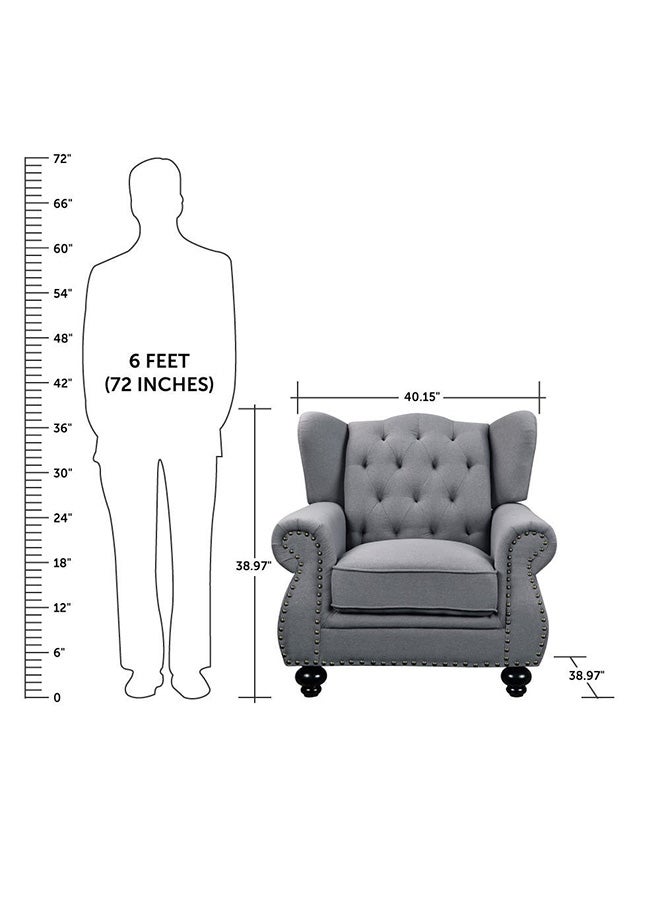 DANUBE HOME Emilia 1 Seat Fabric Accent Chair Sofa Wooden Legs One Seater Living Room Furniture Grey 95x84x95cm - Image 4