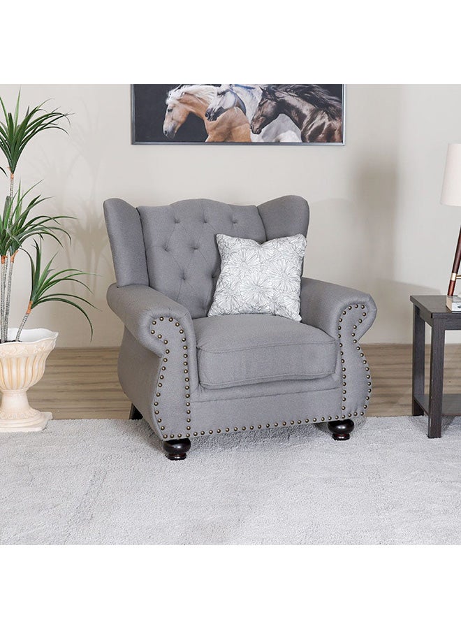DANUBE HOME Emilia 1 Seat Fabric Accent Chair Sofa Wooden Legs One Seater Living Room Furniture Grey 95x84x95cm - Image 5