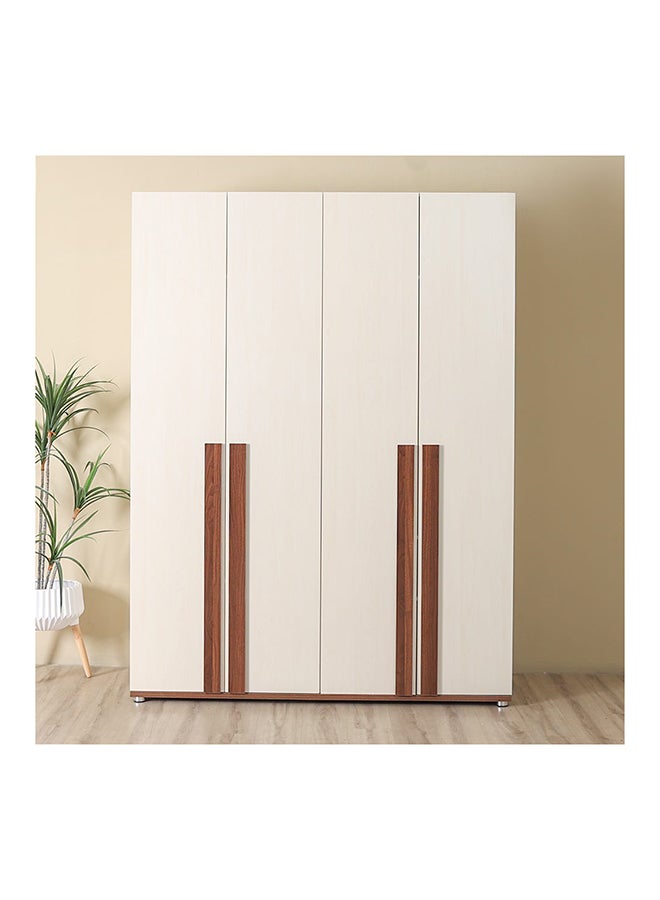DANUBE HOME Maybell Wardrobe Cabinet Modern 4-Door Closet Clothes Storage Organizer For Bedroom Beige 160x60x215cm  - Image 1