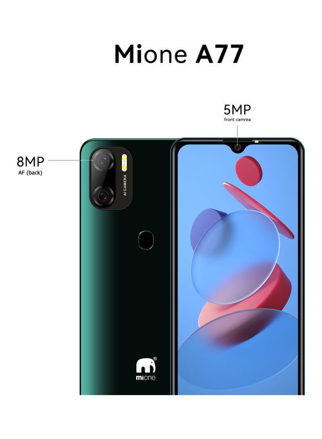 MiOne - A77 Android 11 Phone, Unlocked Smartphone, 6.26” HD+ Full Screen, 4000mAh Battery + Dual Sim, Face + Fingerprint unlock, Quad-core 3GB+32GB Mobile Phone, AI Camera 8MP + 5MP Cell Phones - Image 1