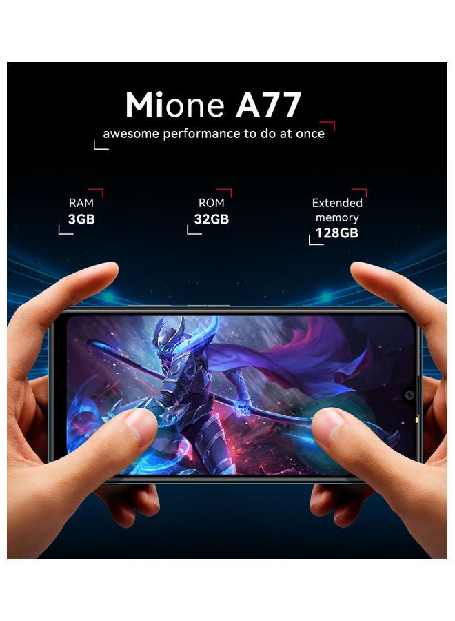 MiOne - A77 Android 11 Phone, Unlocked Smartphone, 6.26” HD+ Full Screen, 4000mAh Battery + Dual Sim, Face + Fingerprint unlock, Quad-core 3GB+32GB Mobile Phone, AI Camera 8MP + 5MP Cell Phones - Image 1