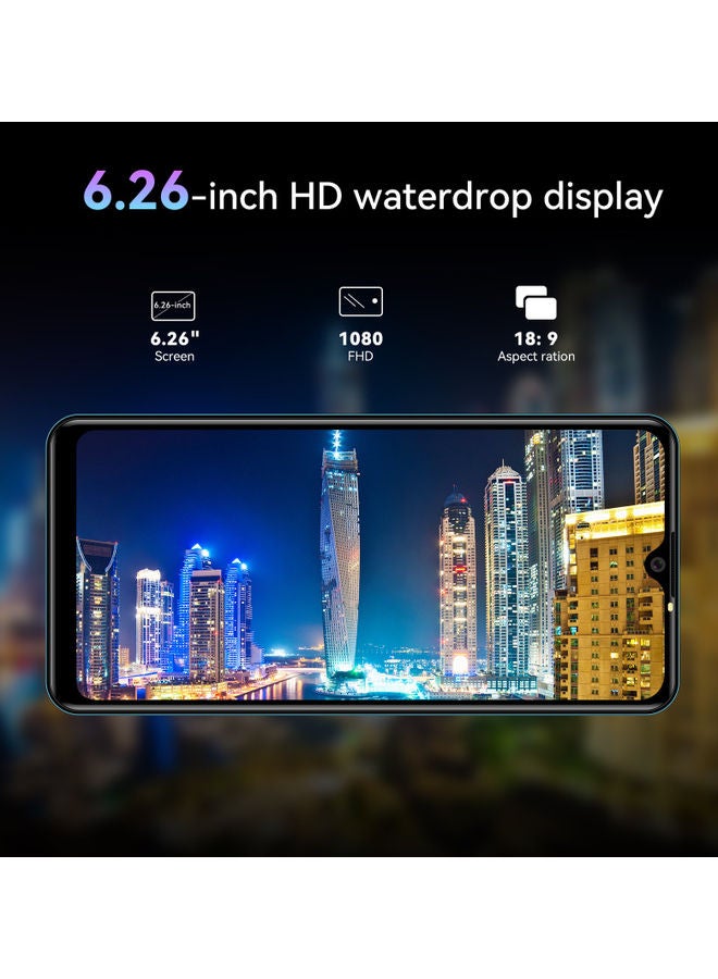 MiOne - A77 Android 11 Phone, Unlocked Smartphone, 6.26” HD+ Full Screen, 4000mAh Battery + Dual Sim, Face + Fingerprint unlock, Quad-core 3GB+32GB Mobile Phone, AI Camera 8MP + 5MP Cell Phones - Image 1