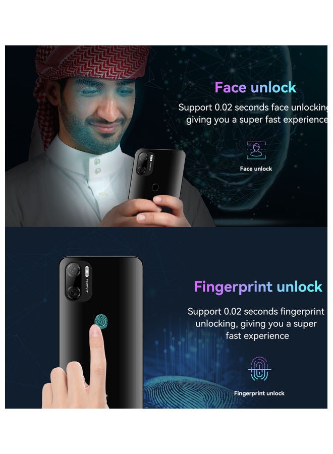 A77 Android 11 Phone, Unlocked Smartphone, 6.26” HD+ Full Screen, 4000mAh Battery + Dual Sim, Face + Fingerprint unlock, Quad-core 3GB+32GB Mobile Phone, AI Camera 8MP + 5MP Cell Phones