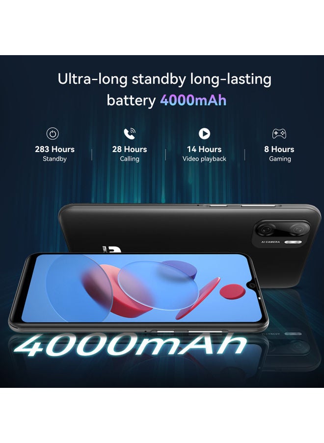 A77 Android 11 Phone, Unlocked Smartphone, 6.26” HD+ Full Screen, 4000mAh Battery + Dual Sim, Face + Fingerprint unlock, Quad-core 3GB+32GB Mobile Phone, AI Camera 8MP + 5MP Cell Phones